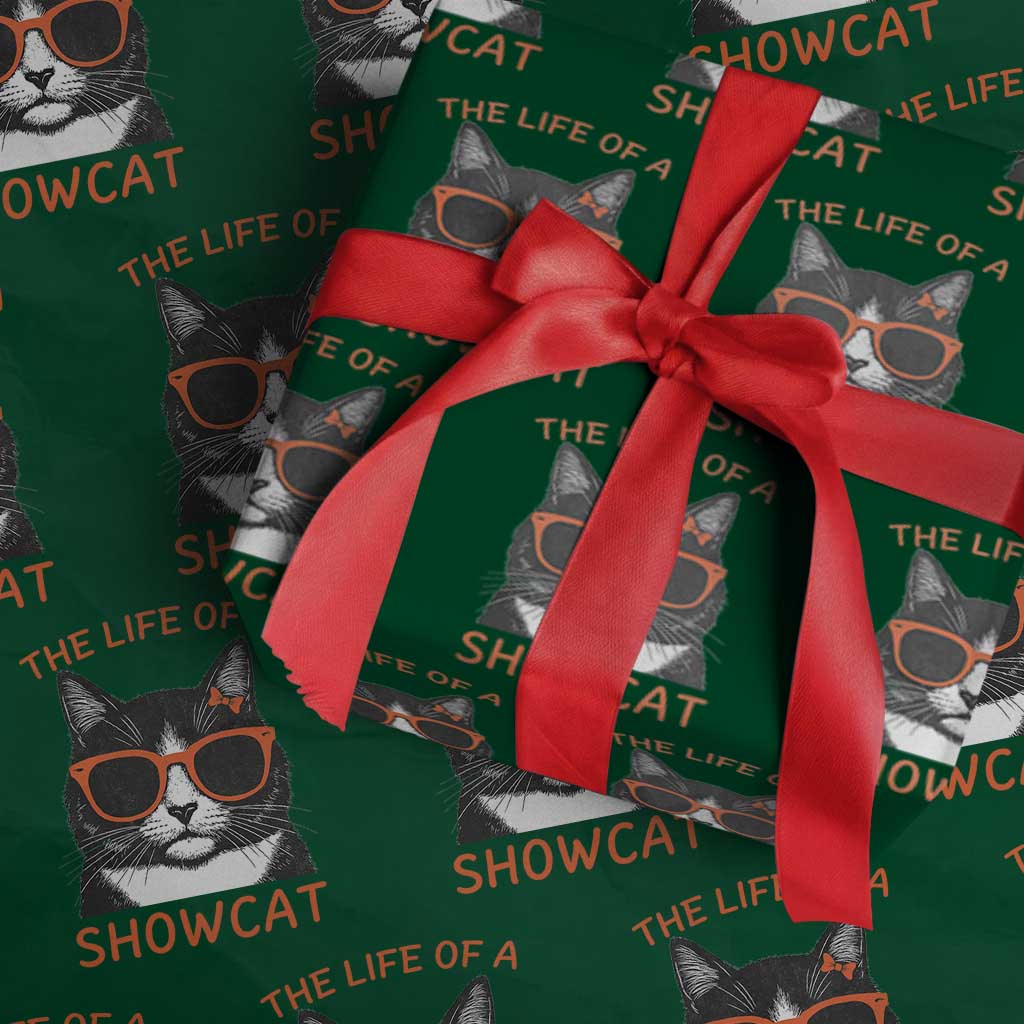 The Life Of A Showcat Wrapping Paper Roll Funny Cat Showgirl Era TS10 Green Print Your Wear