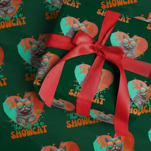 The Life Of A Showcat Wrapping Paper Roll Funny Cat Showgirl Era Heart Shape TS10 Green Print Your Wear
