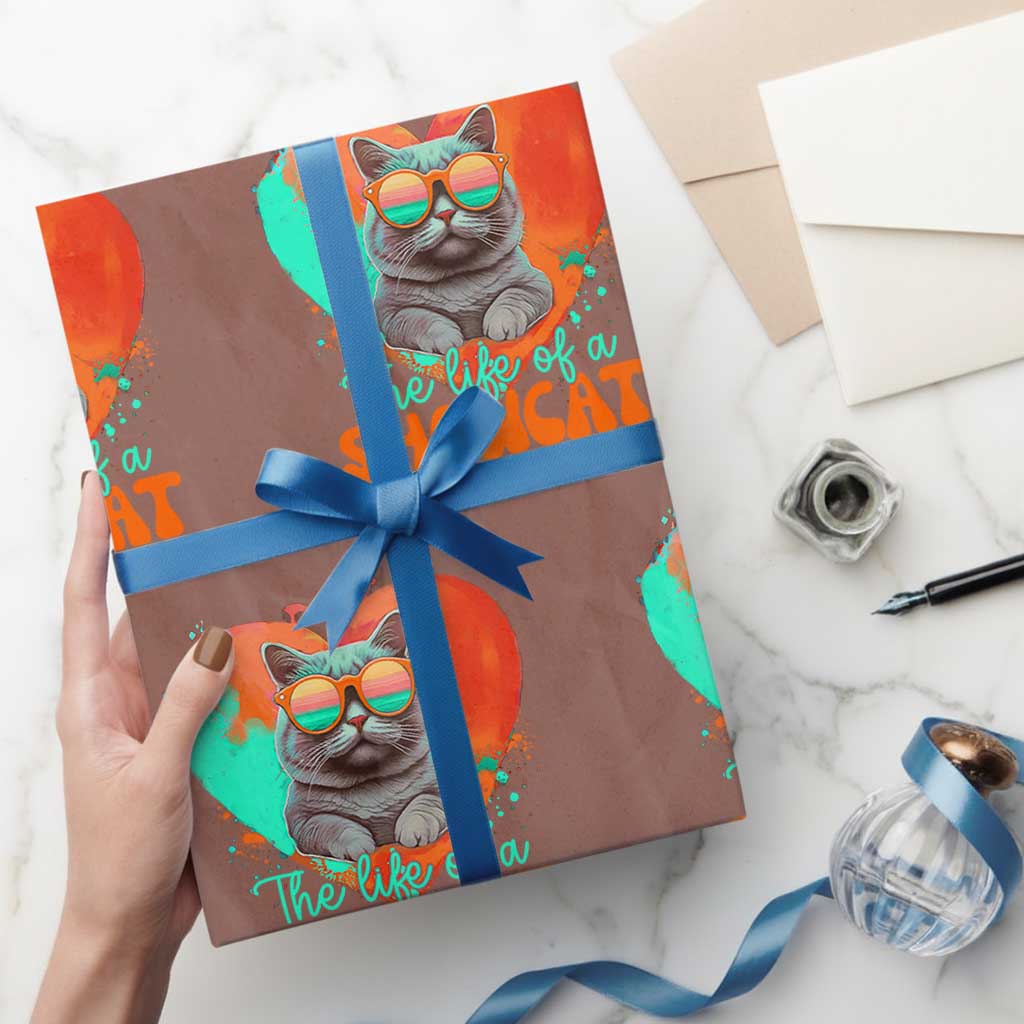 The Life Of A Showcat Wrapping Paper Roll Funny Cat Showgirl Era Heart Shape TS10 Mocha Print Your Wear