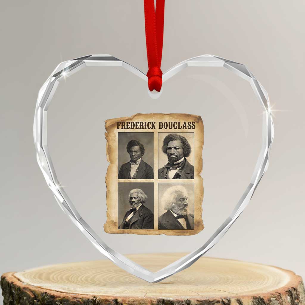 The Life Of Frederick Douglass Heart Crystal Glass Ornament Historical Black History TS12 Transparent Glass 3'' Heart Print Your Wear