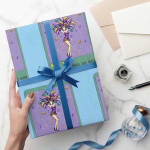 The Life Of The Mardi Gras Queen Wrapping Paper Roll TS14 Light Blue Print Your Wear