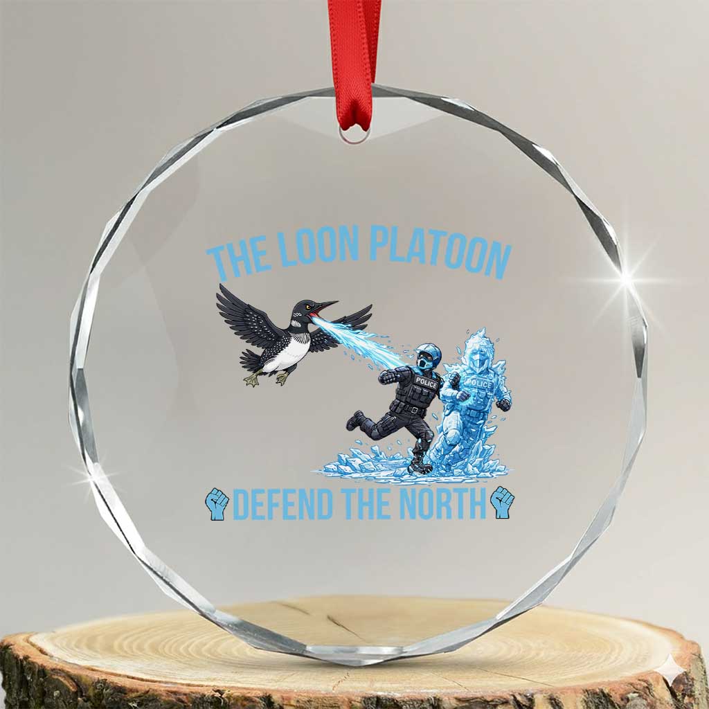 The Loon Platoon Defend The North Crystal Glass Ornament Minnesota Rebel Loon Resist TS12 Transparent Glass 3'' Circle Print Your Wear