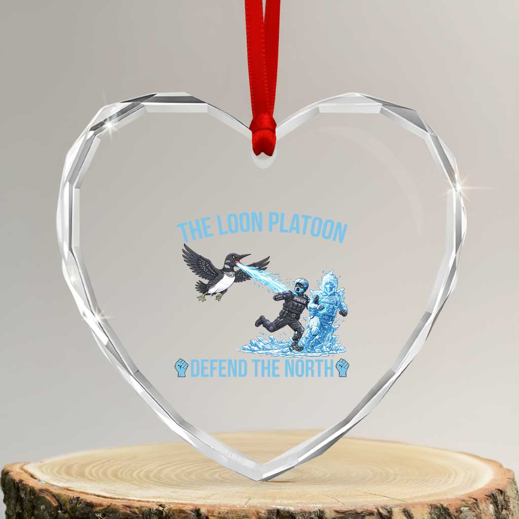 The Loon Platoon Defend The North Heart Crystal Glass Ornament Minnesota Rebel Loon Resist TS12 Transparent Glass 3'' Heart Print Your Wear