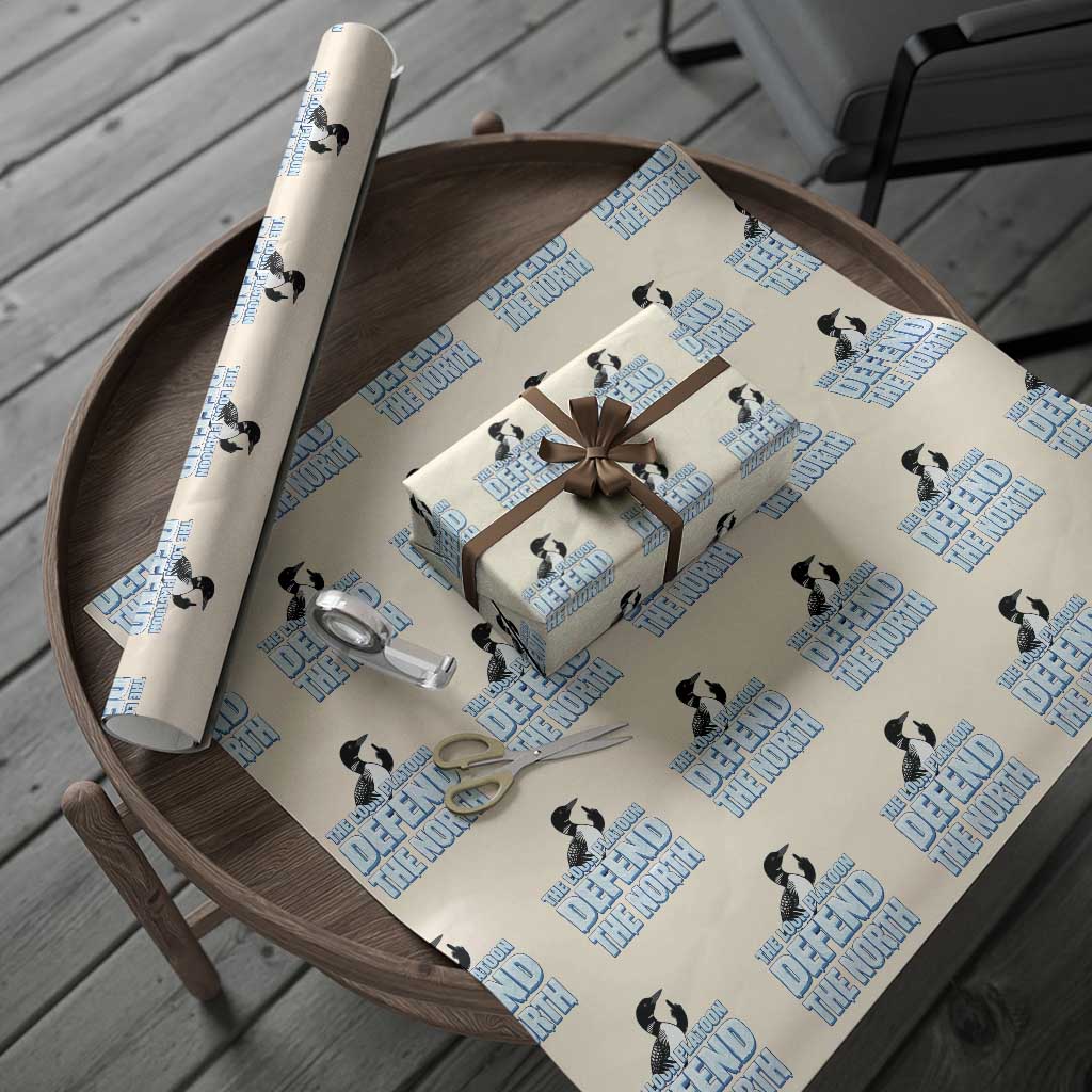 The Loon Platoon Defend The North Wrapping Paper Roll MN State Bird Loon Resistance TS12 Beige Print Your Wear