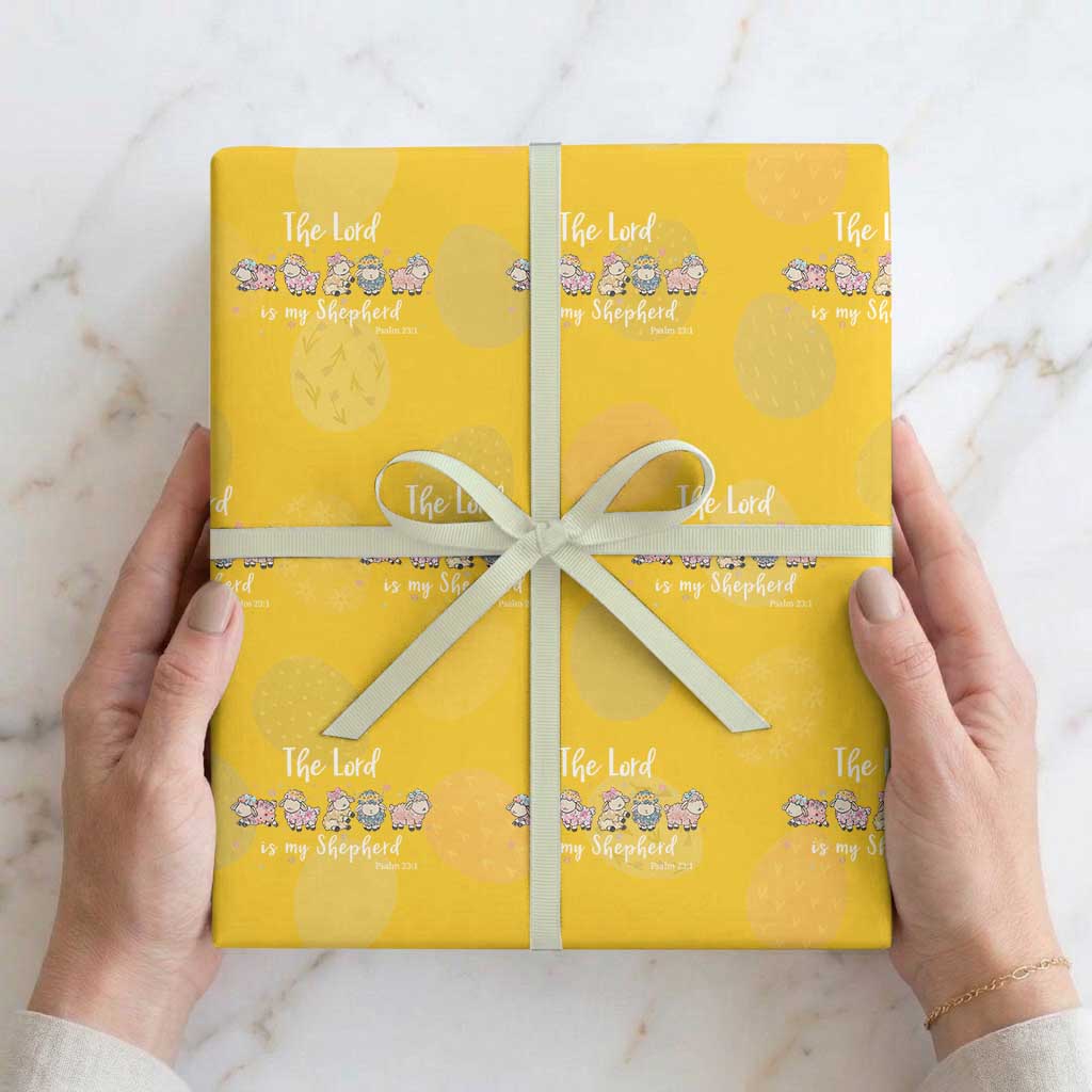 The Lord Is My Shepherd Wrapping Paper Roll Christian Easter Day Religious Sheep TS11 Yellow Print Your Wear