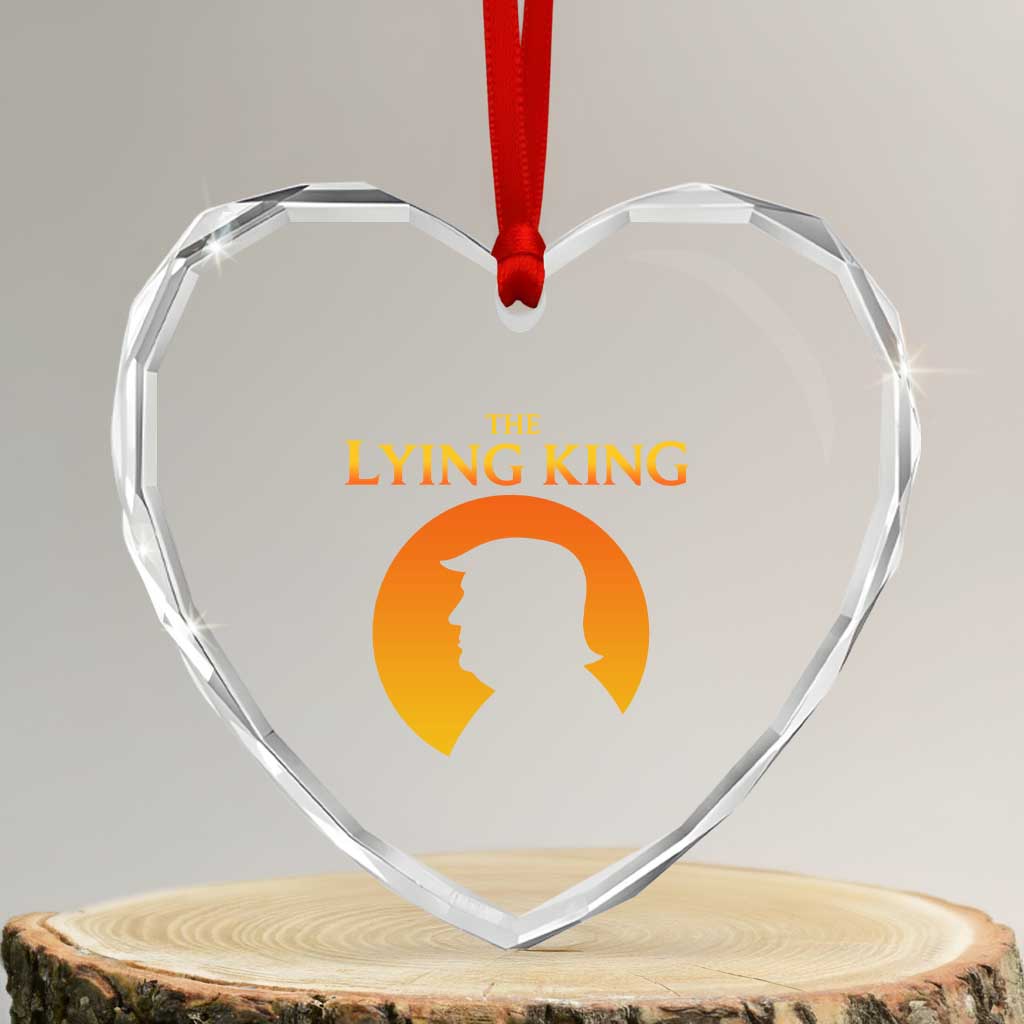 The Lying King Silhouette Sunrise Political Satire Parody Graphic Heart Crystal Glass Ornament TS02 Transparent Glass 3'' Heart Print Your Wear