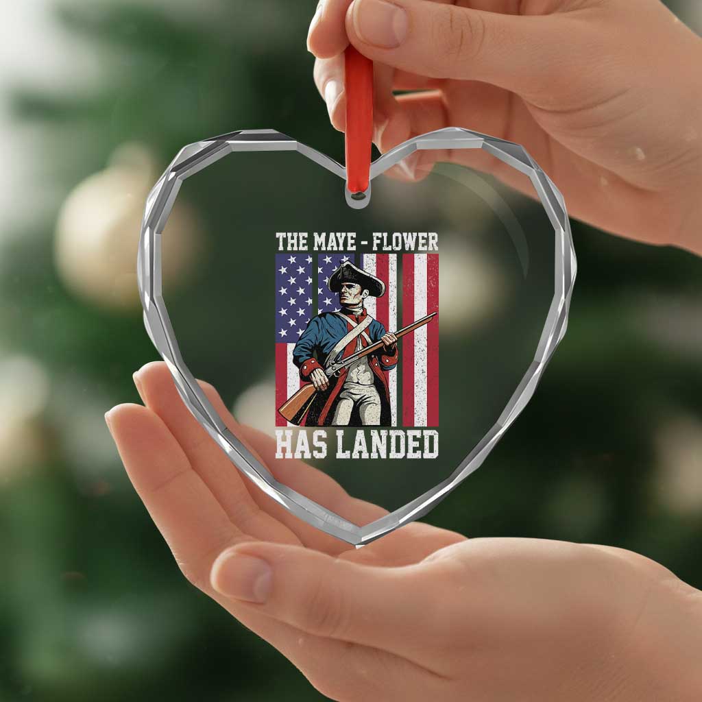 The Maye Flower Has Landed Heart Crystal Glass Ornament Funny Minutemen Football Fan TS11 Print Your Wear