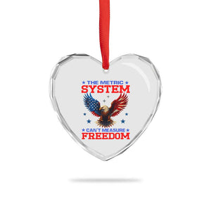 The Metric System Can't Measure Freedom Heart Crystal Glass Ornament Funny Patriotic Eagle 4th of July USA Flag TS02 Print Your Wear