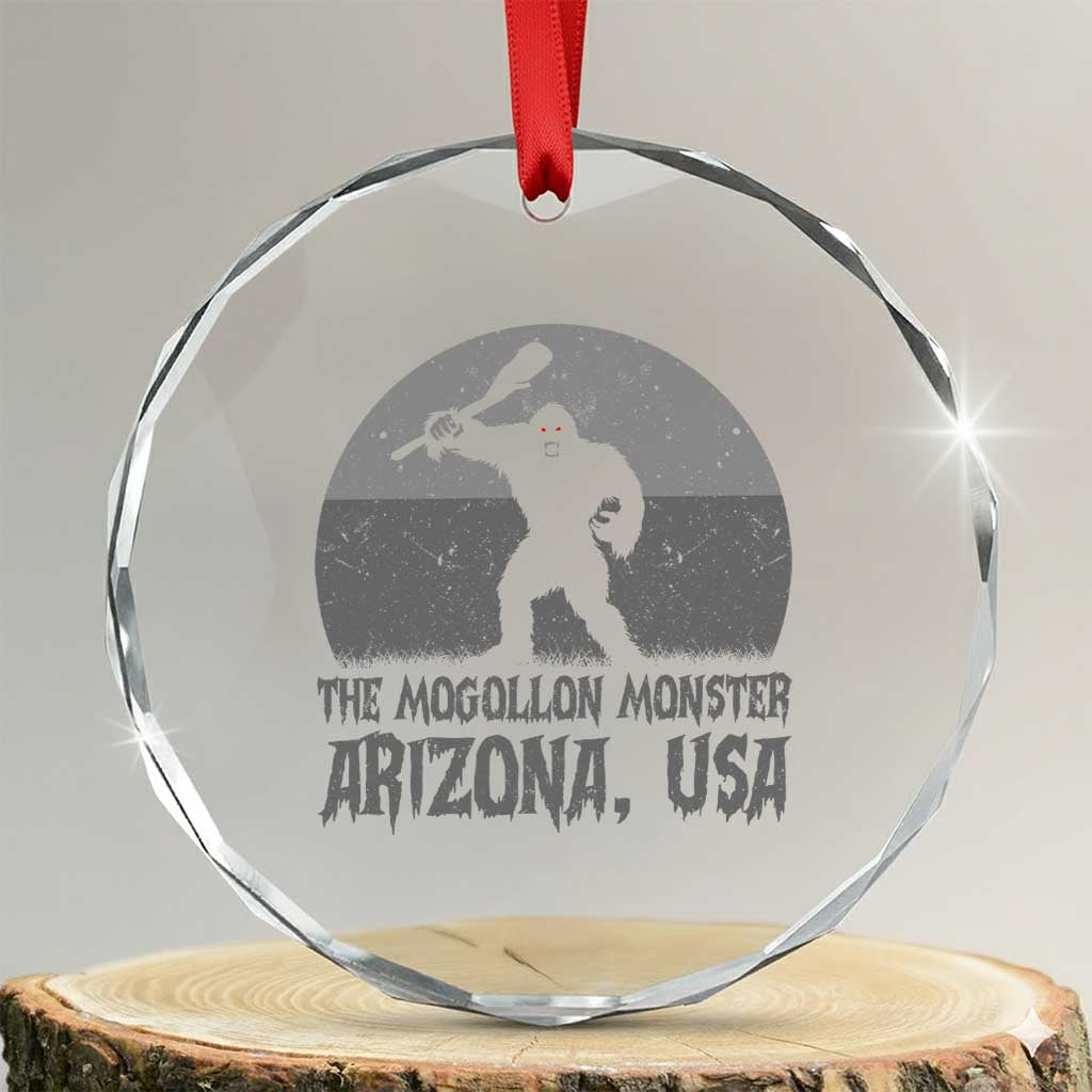 The Mogollon Monster Arizona Bigfoot Crystal Glass Ornament Vintage Cryptid Folklore TS12 Transparent Glass 3'' Circle Print Your Wear