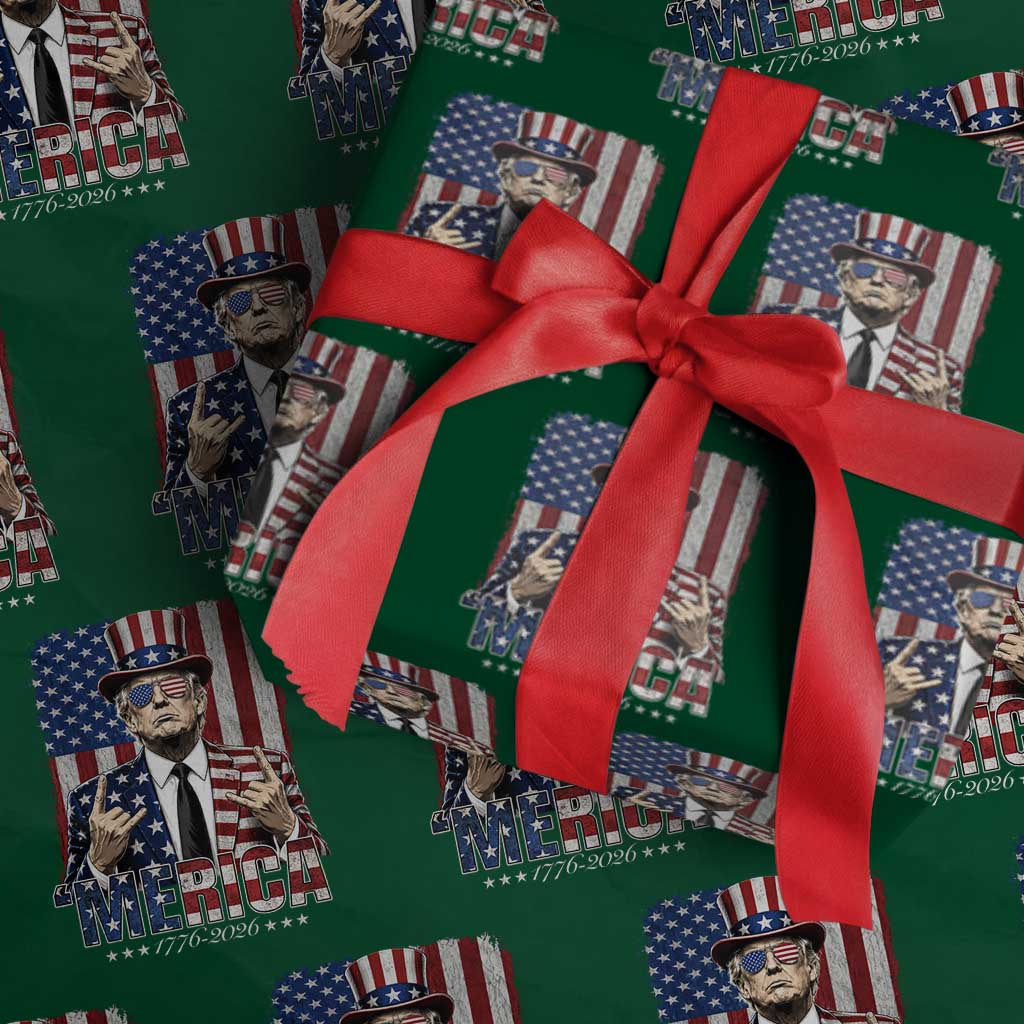The Nations Leader US 250th Anniversary Wrapping Paper Roll Funny 4th of July 1776 2026