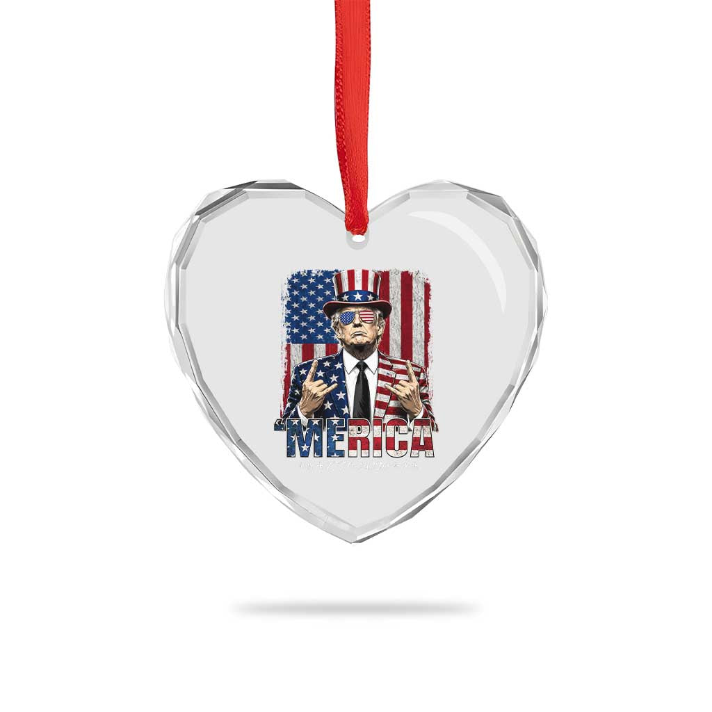 The Nations Leader US 250th Anniversary Heart Crystal Glass Ornament Funny 4th of July 1776 2026