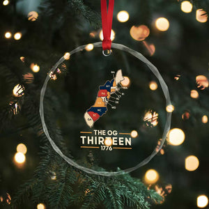 The OG Thirteen 1776 Original Colonies Map Crystal Glass Ornament Funny Retro American History