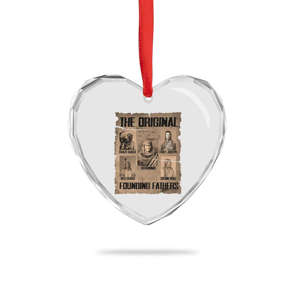 The Original Founding Fathers Heart Crystal Glass Ornament Native American Indigenous Leaders Graphic
