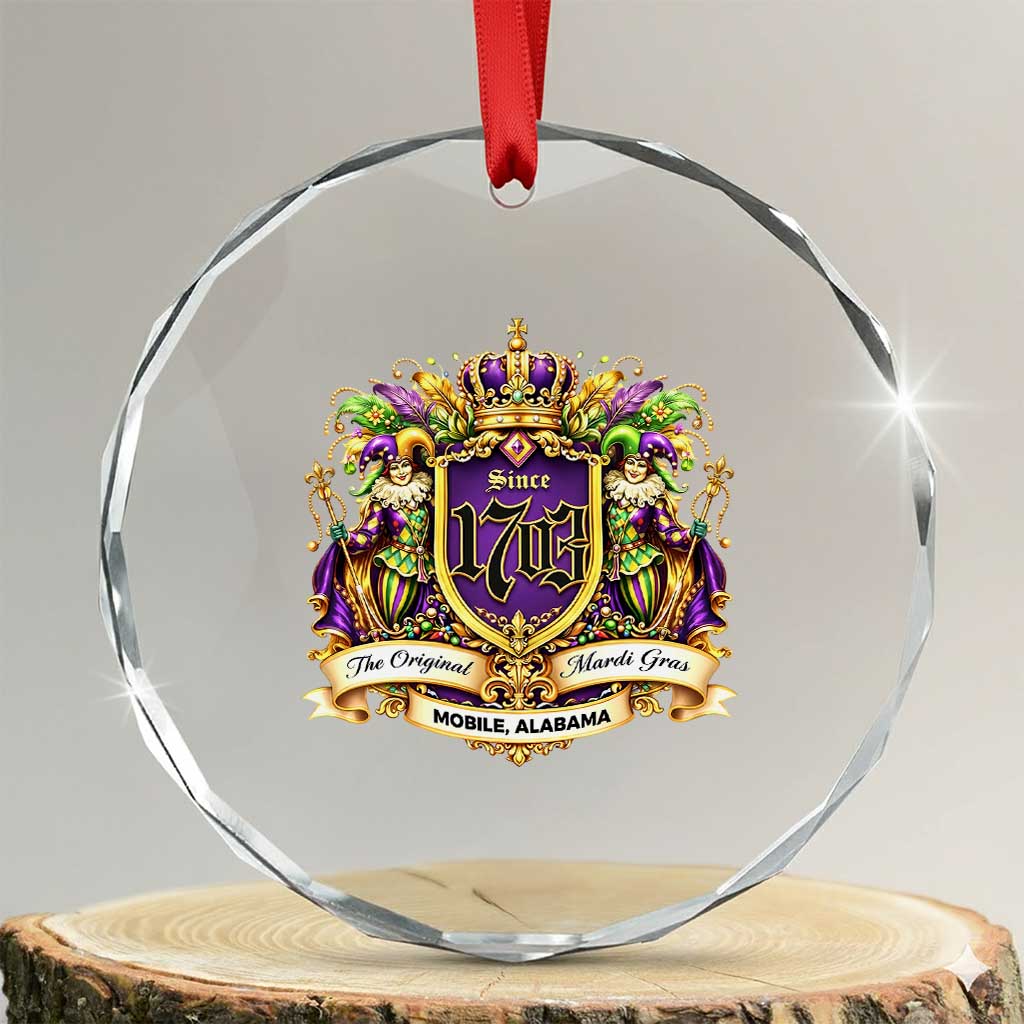 The Original Mardi Gras Mobile Alabama Since 1703 Crystal Glass Ornament Funny Carnival TS11 Transparent Glass 3'' Circle Print Your Wear