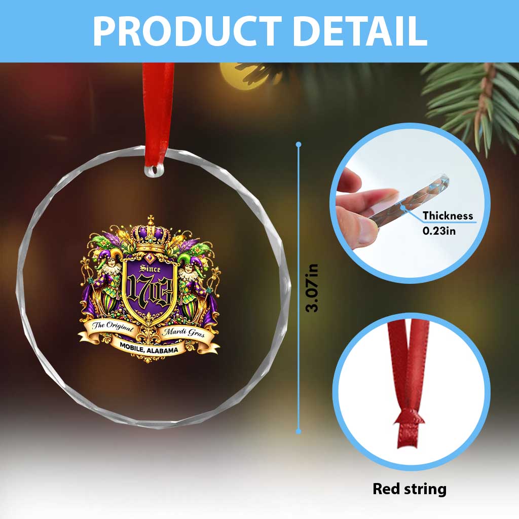The Original Mardi Gras Mobile Alabama Since 1703 Crystal Glass Ornament Funny Carnival TS11 Print Your Wear