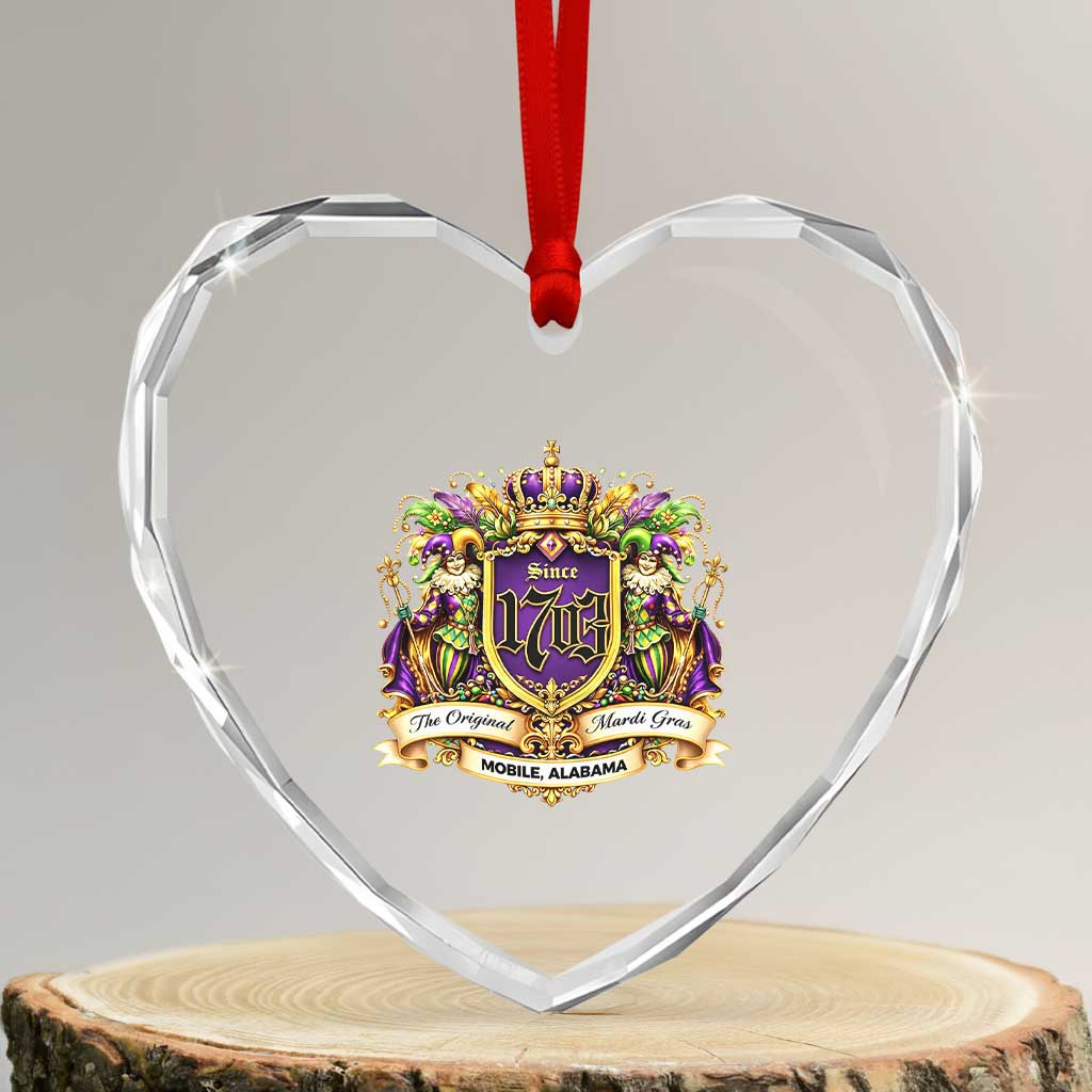 The Original Mardi Gras Mobile Alabama Since 1703 Heart Crystal Glass Ornament Funny Carnival TS11 Transparent Glass 3'' Heart Print Your Wear