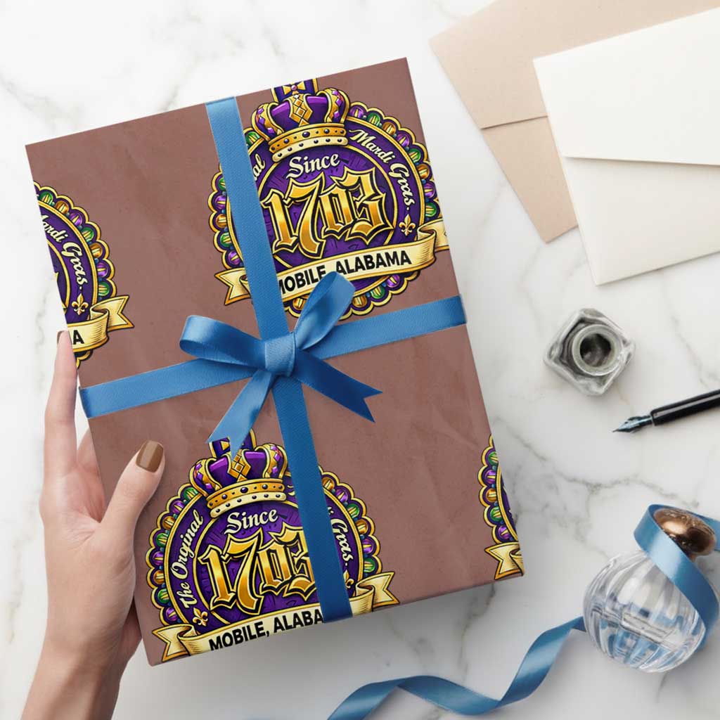 The Original Mardi Gras Mobile Alabama Since 1703 Wrapping Paper Roll TS11 Mocha Print Your Wear