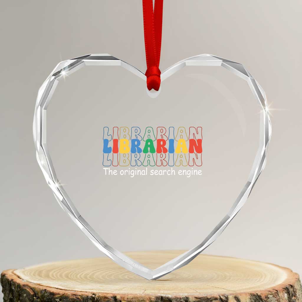 The Original Search Engine Heart Crystal Glass Ornament School Librarian Library Books TS14 Transparent Glass 3'' Heart Print Your Wear