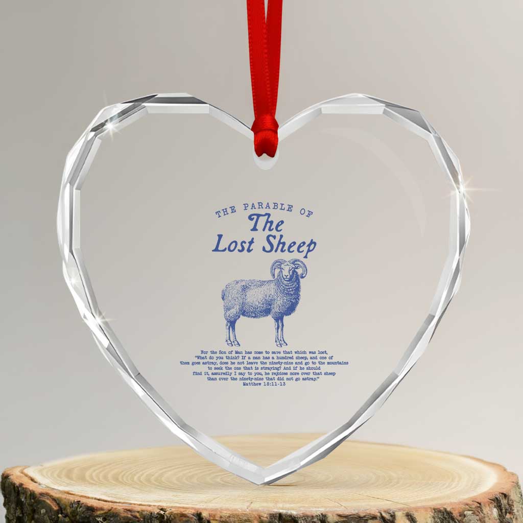 The Parable Of The Lost Sheep Heart Crystal Glass Ornament Christian Bible Verse Matthew 18 TS11 Transparent Glass 3'' Heart Print Your Wear