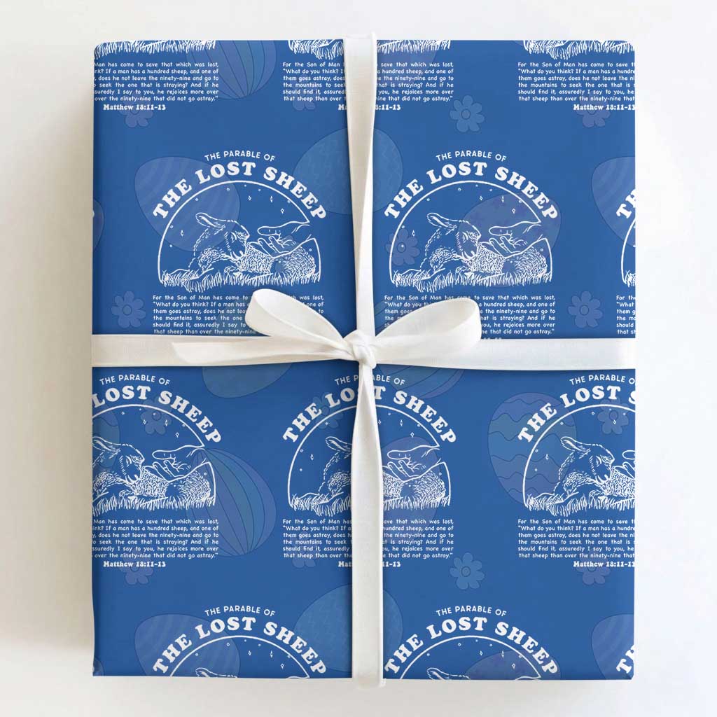 The Parable Of The Lost Sheep Wrapping Paper Roll Christian Bible Verse TS11 Royal Blue Print Your Wear