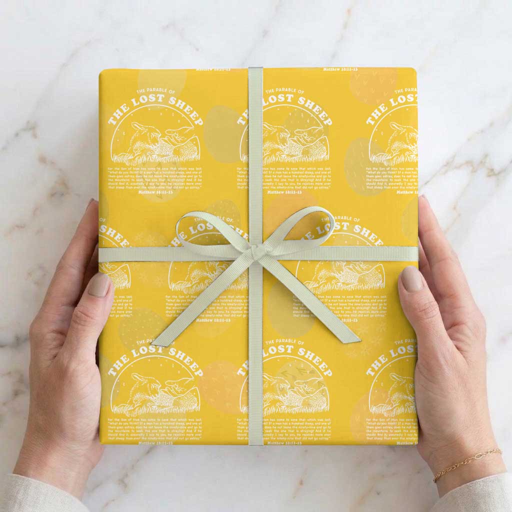 The Parable Of The Lost Sheep Wrapping Paper Roll Christian Bible Verse TS11 Yellow Print Your Wear