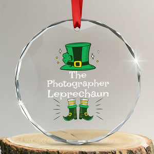 The Photographer Leprechaun Matching Group Crystal Glass Ornament Festive St Patricks Day Squad Photographers TS02 Transparent Glass 3'' Circle Print Your Wear