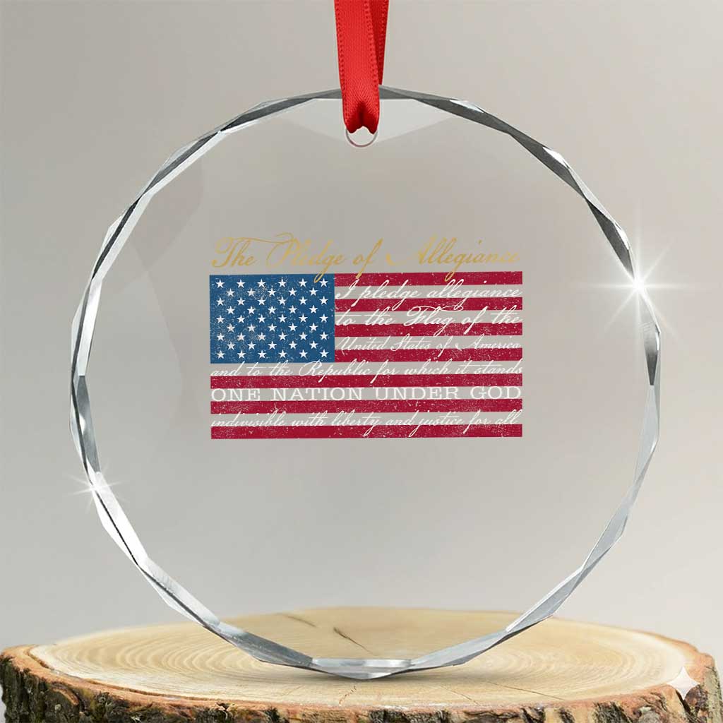 The Pledge of Allegiance Crystal Glass Ornament US Military Veteran Patriotic American Flag TS11 Transparent Glass 3'' Circle Print Your Wear