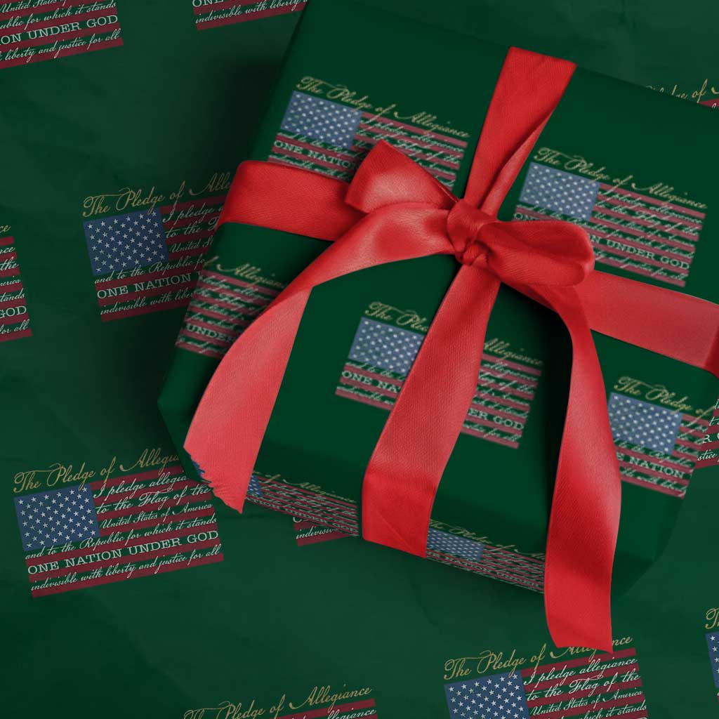 The Pledge of Allegiance Wrapping Paper Roll US Military Veteran Patriotic American Flag TS11 Green Print Your Wear