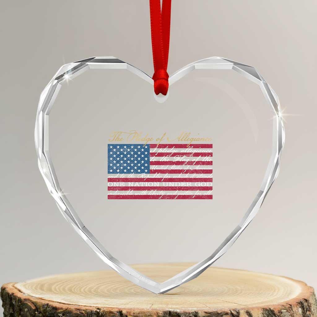 The Pledge of Allegiance Heart Crystal Glass Ornament US Military Veteran Patriotic American Flag TS11 Transparent Glass 3'' Heart Print Your Wear