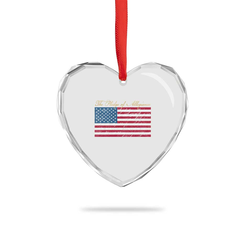 The Pledge of Allegiance Heart Crystal Glass Ornament US Military Veteran Patriotic American Flag TS11 Print Your Wear
