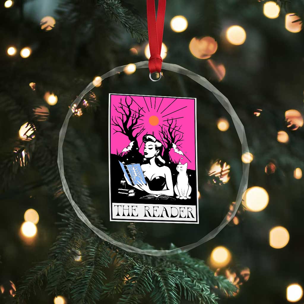 The Reader Tarot Crystal Glass Ornament Witch Reading Book Club Occult Cat Mom TS10 Print Your Wear