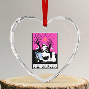 The Reader Tarot Heart Crystal Glass Ornament Witch Reading Book Club Occult Cat Mom TS10 Transparent Glass 3'' Heart Print Your Wear