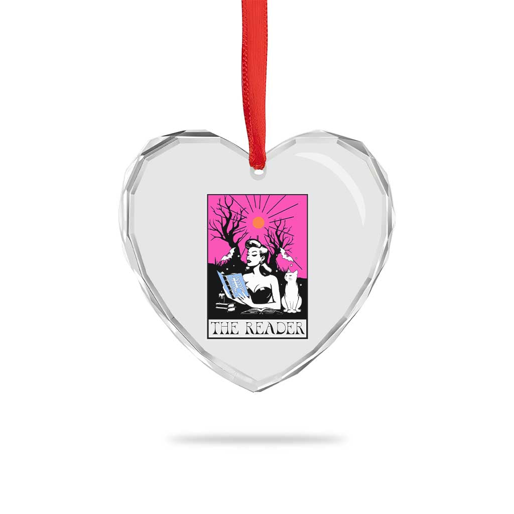 The Reader Tarot Heart Crystal Glass Ornament Witch Reading Book Club Occult Cat Mom TS10 Print Your Wear