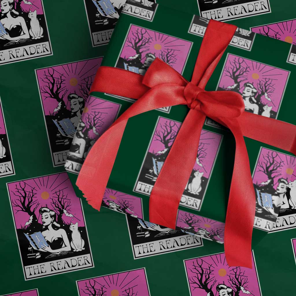The Reader Tarot Wrapping Paper Roll Witch Reading Book Club Occult Cat Mom TS10 Green Print Your Wear