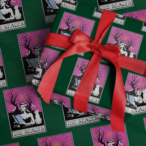 The Reader Tarot Wrapping Paper Roll Witch Reading Book Club Occult Cat Mom TS10 Green Print Your Wear