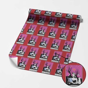 The Reader Tarot Wrapping Paper Roll Witch Reading Book Club Occult Cat Mom TS10 Red Print Your Wear