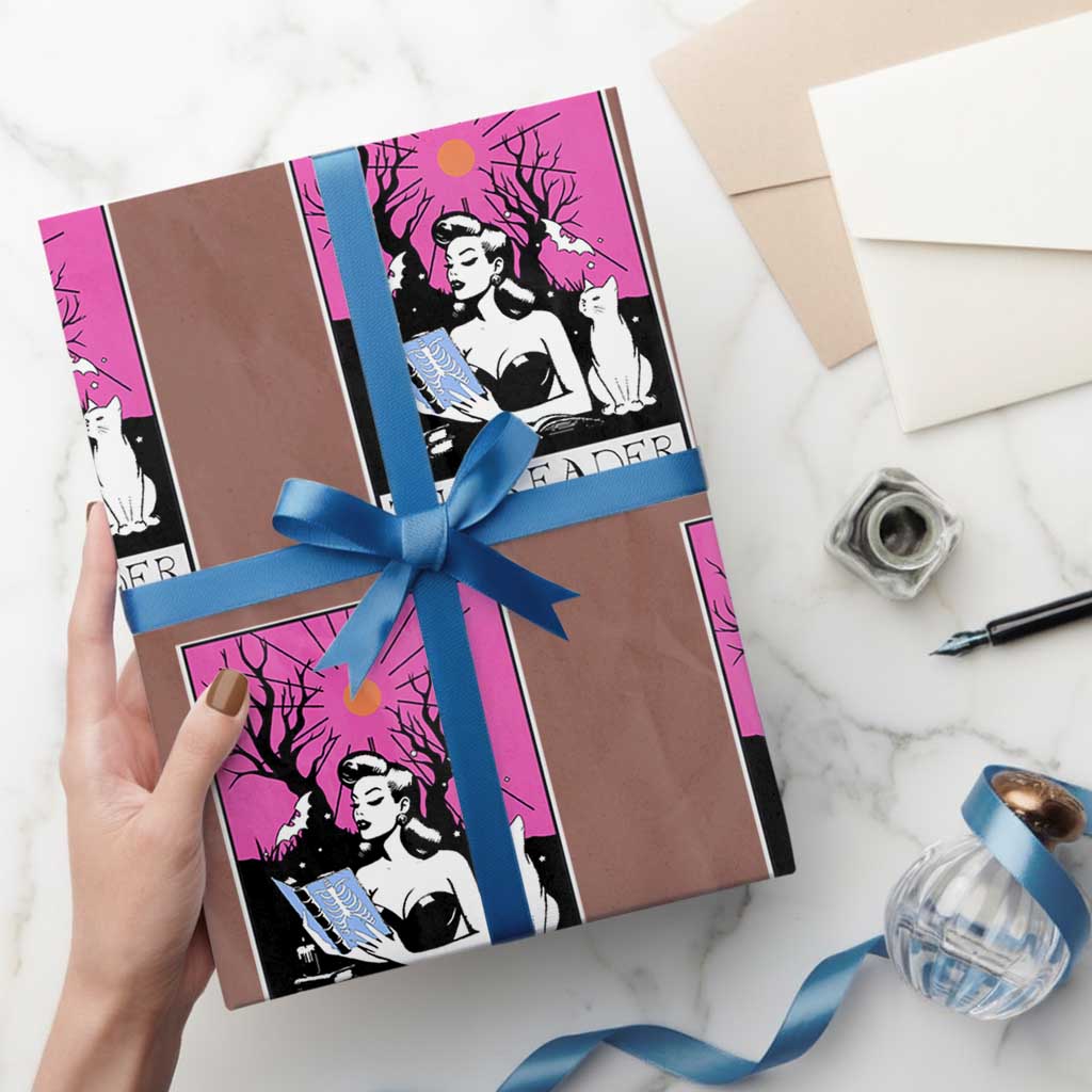 The Reader Tarot Wrapping Paper Roll Witch Reading Book Club Occult Cat Mom TS10 Mocha Print Your Wear