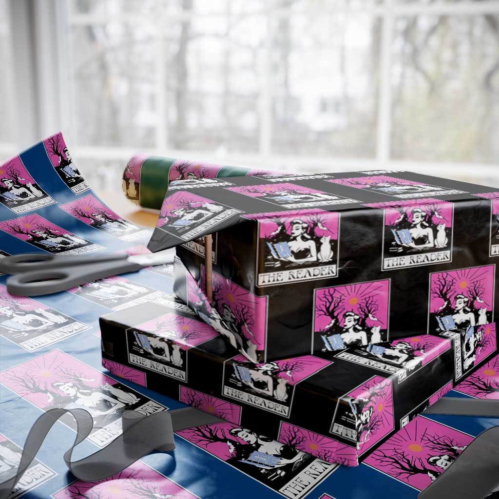 The Reader Tarot Wrapping Paper Roll Witch Reading Book Club Occult Cat Mom TS10 Black Print Your Wear