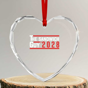 The Sandwich Guy 2028 Heart Crystal Glass Ornament Political Parody TS02 Transparent Glass 3'' Heart Print Your Wear