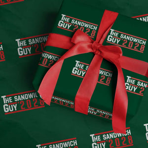 The Sandwich Guy 2028 Wrapping Paper Roll Political Parody TS02 Green Print Your Wear