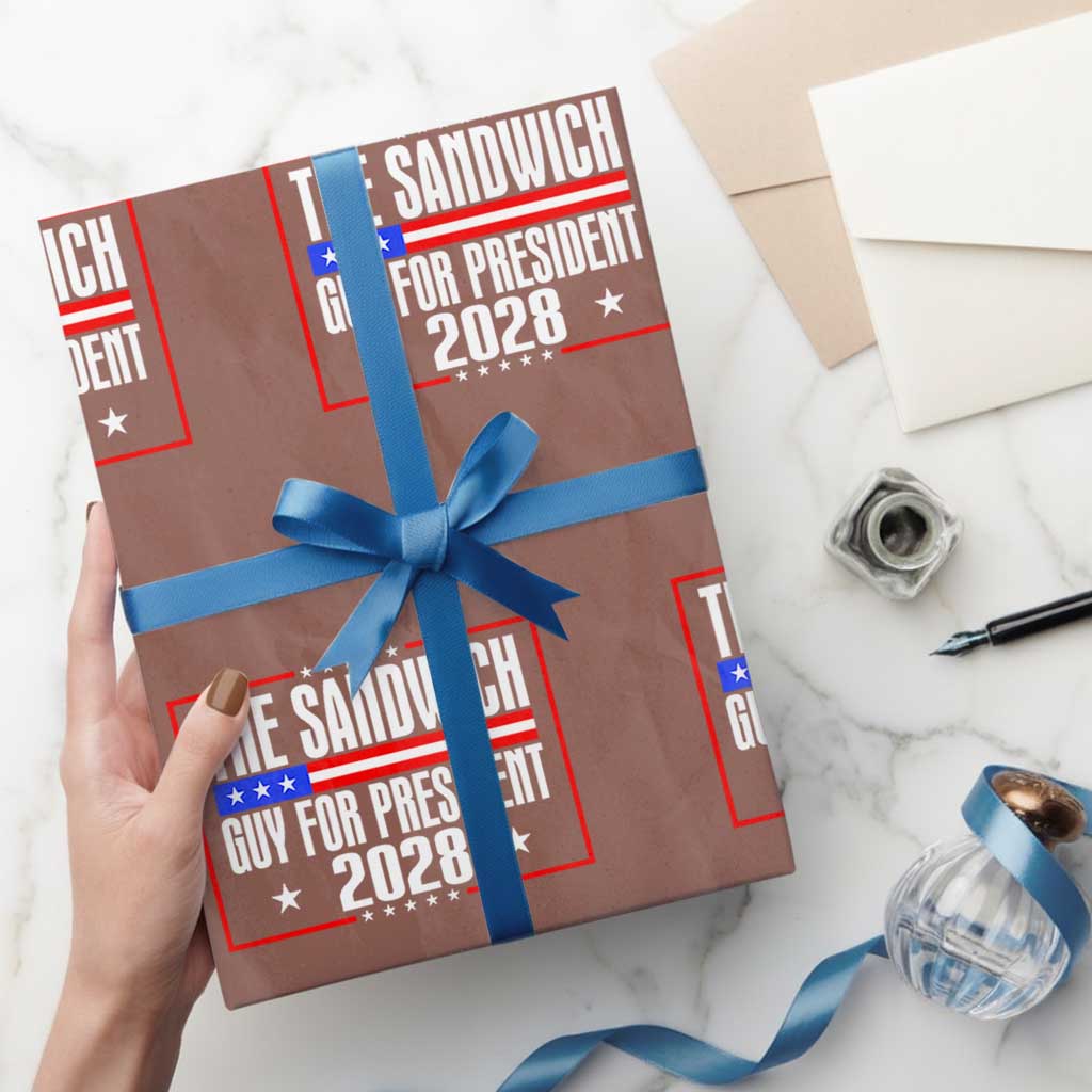 The Sandwich Guy for President 2028 Wrapping Paper Roll Funny Patriotic Campaign Parody TS02 Mocha Print Your Wear