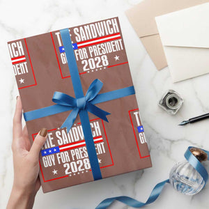 The Sandwich Guy for President 2028 Wrapping Paper Roll Funny Patriotic Campaign Parody TS02 Mocha Print Your Wear