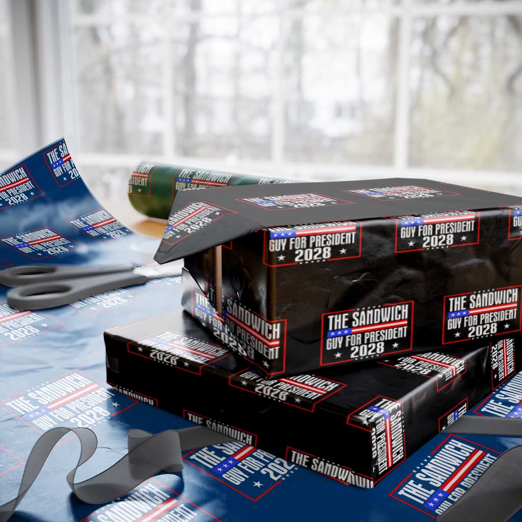The Sandwich Guy for President 2028 Wrapping Paper Roll Funny Patriotic Campaign Parody TS02 Black Print Your Wear