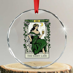 The Sassy Lass Tarot Card Crystal Glass Ornament Funny St Patrick's Day TS02 Transparent Glass 3'' Circle Print Your Wear
