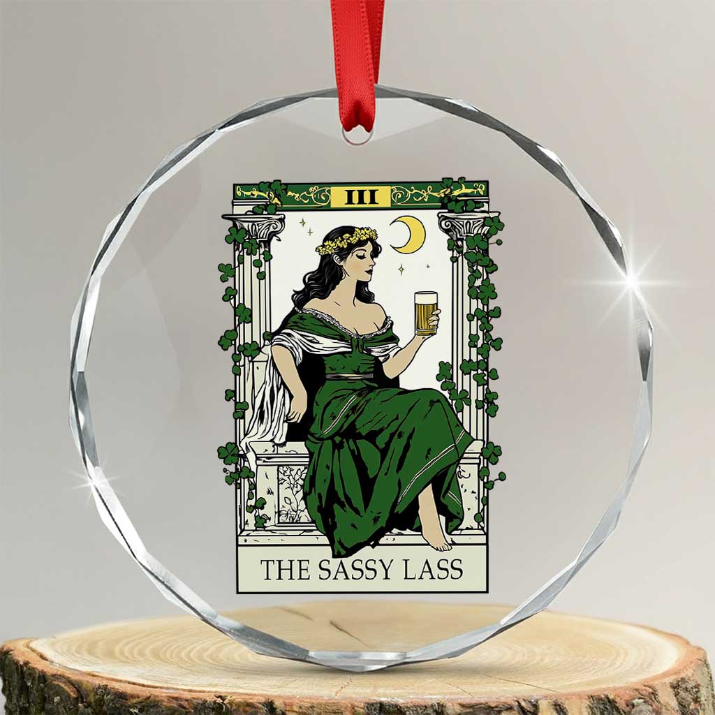 The Sassy Lass Tarot Card Crystal Glass Ornament Funny St Patrick's Day TS02 Transparent Glass 3'' Circle Print Your Wear