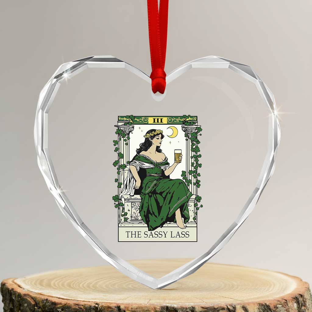 The Sassy Lass Tarot Card Heart Crystal Glass Ornament Funny St Patrick's Day TS02 Transparent Glass 3'' Heart Print Your Wear