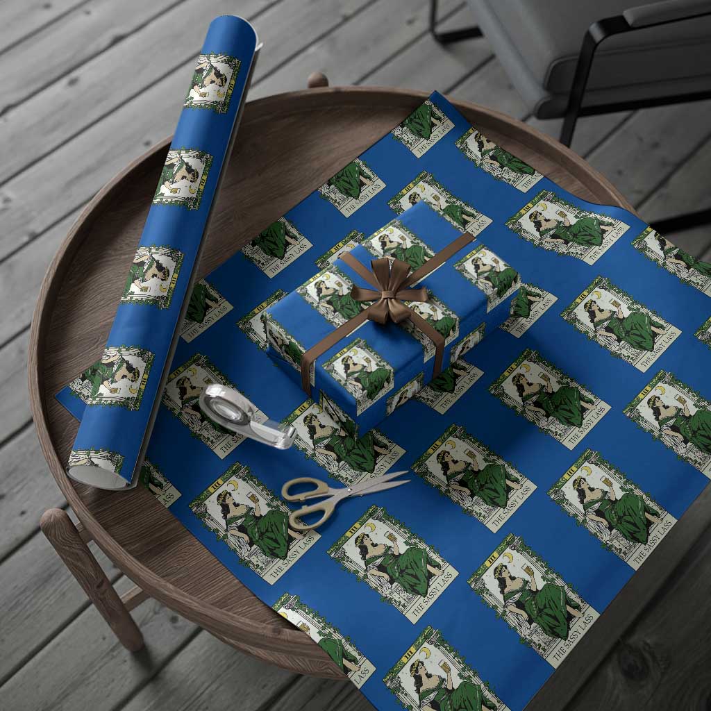 The Sassy Lass Tarot Card Wrapping Paper Roll Funny St Patrick's Day TS02 Blue Print Your Wear