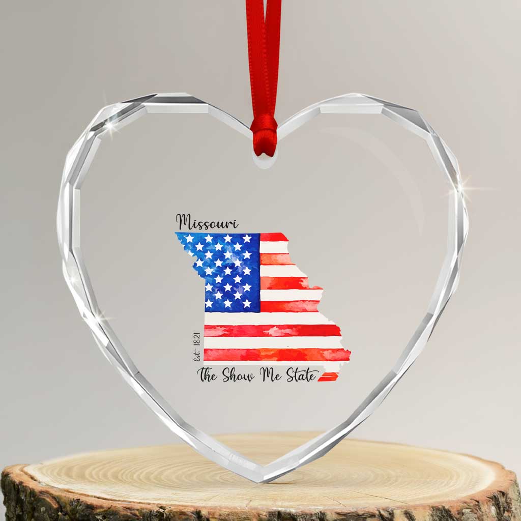 The Show Me State Est 1821 Heart Crystal Glass Ornament Proud Missourian Gift TS12 Transparent Glass 3'' Heart Print Your Wear