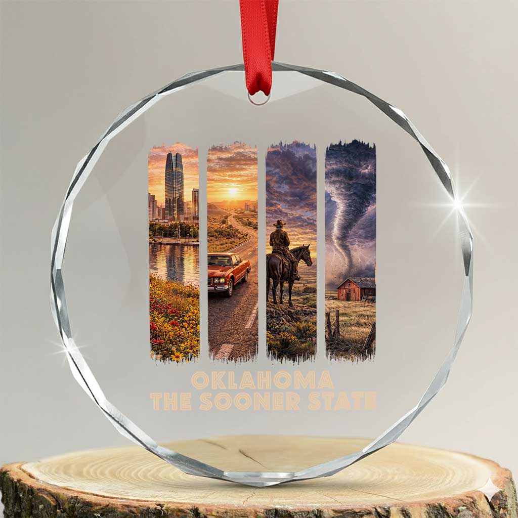 The Sooner State Pride Crystal Glass Ornament Gift for Oklahomans TS12 Transparent Glass 3'' Circle Print Your Wear