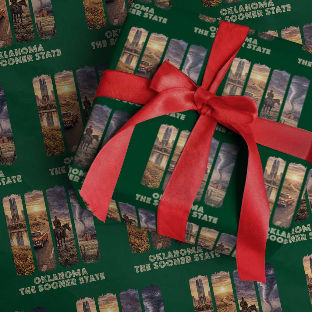 The Sooner State Pride Wrapping Paper Roll Gift for Oklahomans TS12 Green Print Your Wear